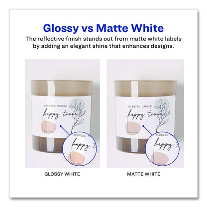 Glossy White Easy Peel Mailing Labels w/ Sure Feed Technology, Laser Printers, 1 x 2.63, White, 30/Sheet, 25 Sheets/Pack