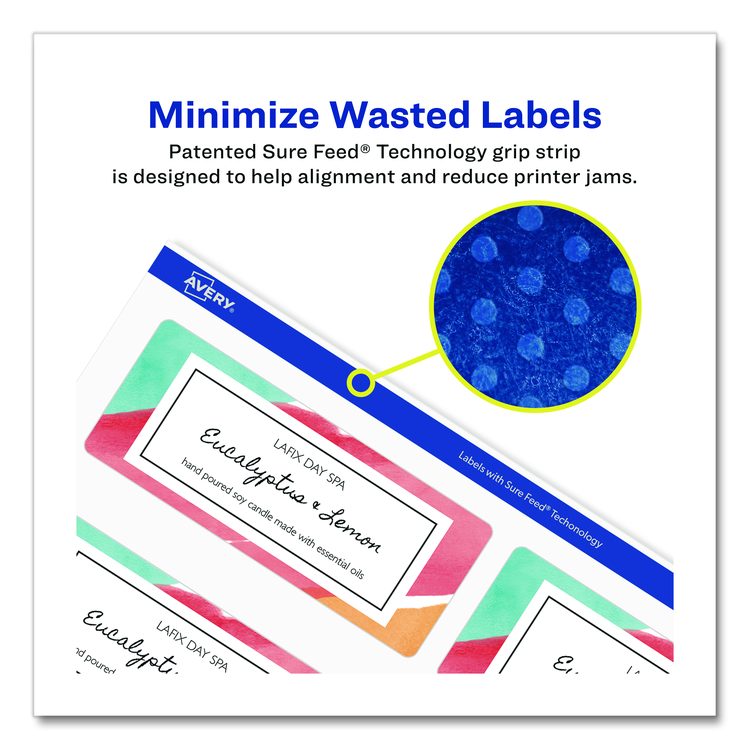 Glossy White Easy Peel Mailing Labels w/ Sure Feed Technology, Laser Printers, 1 x 2.63, White, 30/Sheet, 25 Sheets/Pack