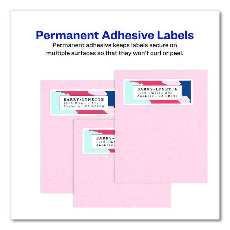 Glossy White Easy Peel Mailing Labels w/ Sure Feed Technology, Laser Printers, 1 x 2.63, White, 30/Sheet, 25 Sheets/Pack