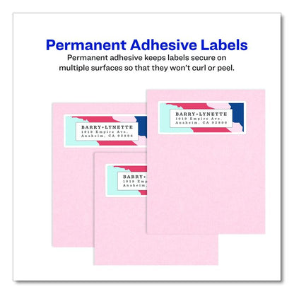 Glossy White Easy Peel Mailing Labels w/ Sure Feed Technology, Laser Printers, 1 x 2.63, White, 30/Sheet, 25 Sheets/Pack