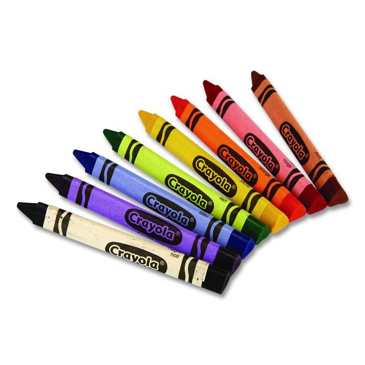 Triangular Crayons, Regular Size, 0.5" x 4", 8 Assorted Colors, 8/Pack