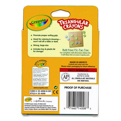 Triangular Crayons, Regular Size, 0.5" x 4", 8 Assorted Colors, 8/Pack
