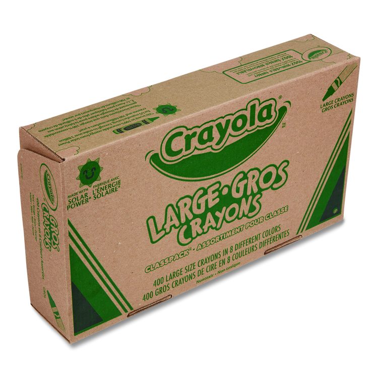 Classpack Crayons, Large Size, 0.44" x 4", 8 Assorted Colors, 400/Pack