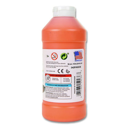 Washable Paint, Orange, 16 oz Bottle
