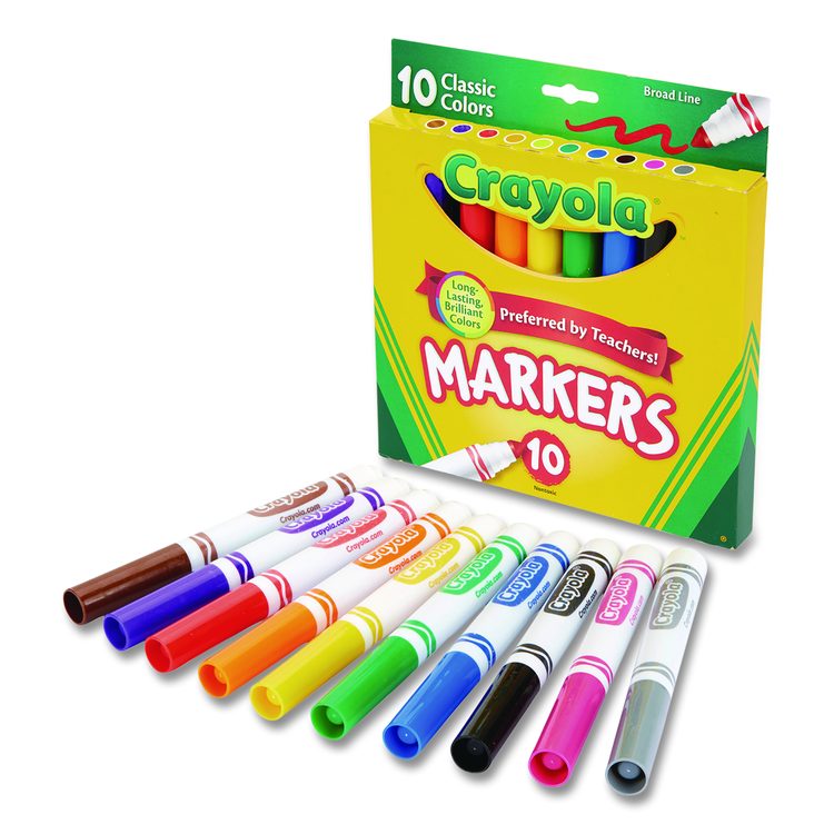 Non-Washable Marker, Broad Bullet Tip, Assorted Classic Colors, 8/Pack