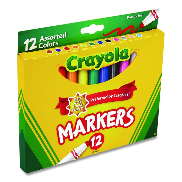 Non-Washable Marker, Broad Bullet Tip, Assorted Classic Colors, Dozen