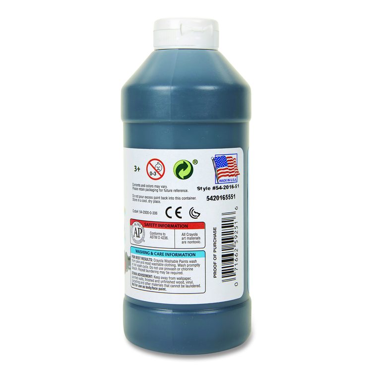 Washable Paint, Black, 16 oz Bottle