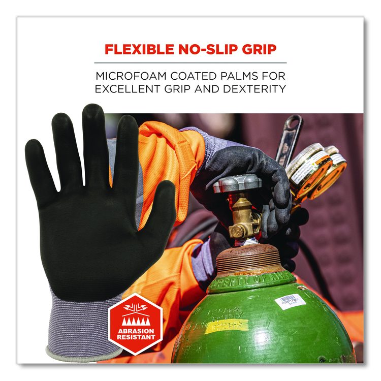 ProFlex 7000 Nitrile-Coated Gloves Microfoam Palm, EN388: 4121A, 9" Long, X-Small, Gray, Pair