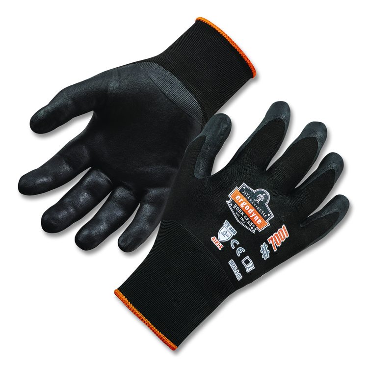 ProFlex 7001 Nitrile-Coated Gloves, EN388: 4121X, 8.25" Long, X-Small, Black, Pair