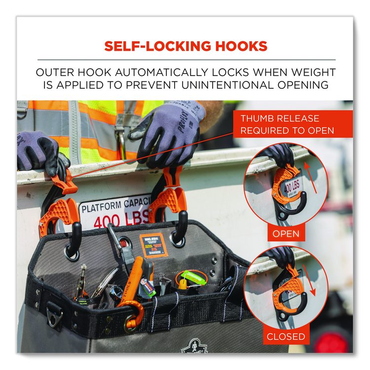 Squids 3178 Locking Aerial Bucket Hook, Tethering Point, 8.27 x 6.69 x 2.17, Black/Orange, Supports 40 lbs