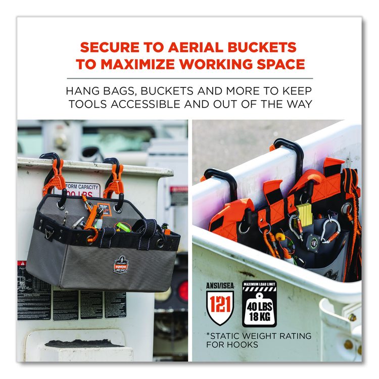 Squids 3178 Locking Aerial Bucket Hook, Tethering Point, 9.06 x 7.09 x 2.17, Black/Orange, Supports 40 lbs