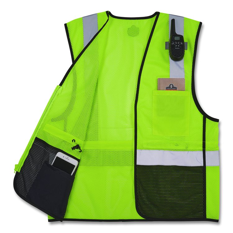 GloWear 8210Z Hi-Vis Class 2 Mesh Vest, Polyester, Small to Medium, Lime