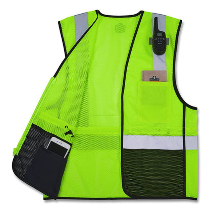 GloWear 8210Z Hi-Vis Class 2 Mesh Vest, Polyester, Small to Medium, Lime