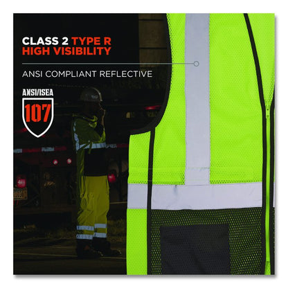 GloWear 8210Z Hi-Vis Class 2 Mesh Vest, Polyester, Small to Medium, Lime