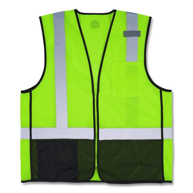 GloWear 8210Z Hi-Vis Class 2 Mesh Vest, Polyester, Large to X-Large, Lime