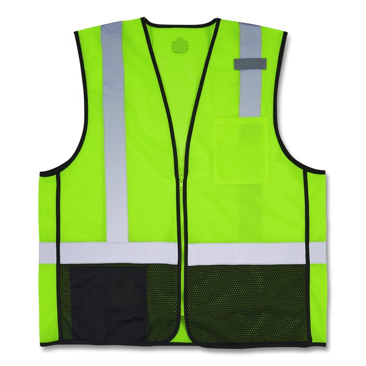 GloWear 8210Z Hi-Vis Class 2 Mesh Vest, Polyester, 2X-Large to 3X-Large, Lime