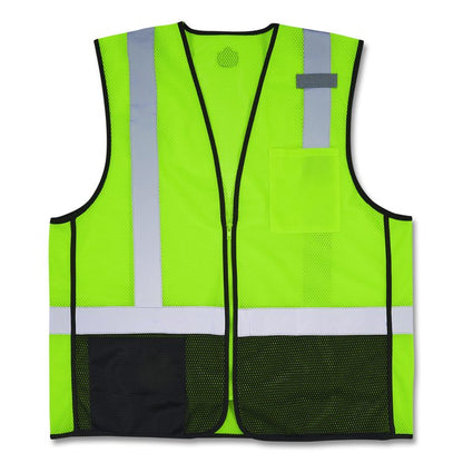 GloWear 8210Z Hi-Vis Class 2 Mesh Vest, Polyester, 4X-Large to 5X-Large, Lime