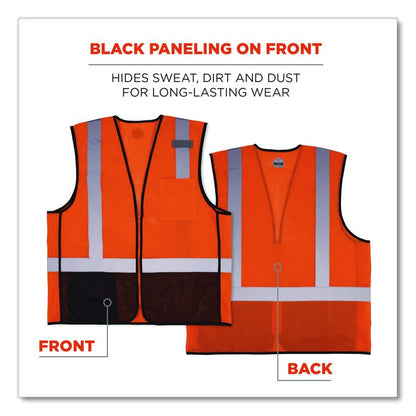 GloWear 8210Z Hi-Vis Class 2 Mesh Vest, Polyester, Large to X-Large, Orange
