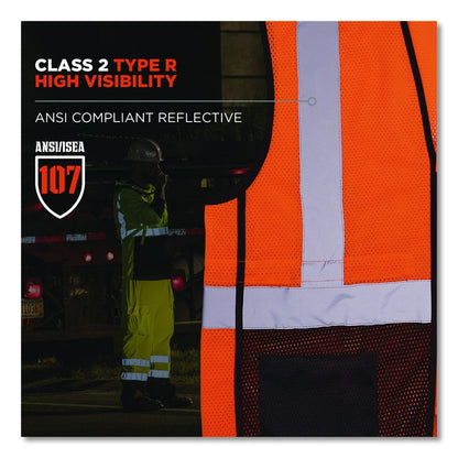 GloWear 8210Z Hi-Vis Class 2 Mesh Vest, Polyester, 2X-Large to 3X-Large, Orange