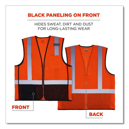 GloWear 8210Z Hi-Vis Class 2 Mesh Vest, Polyester, 2X-Large to 3X-Large, Orange