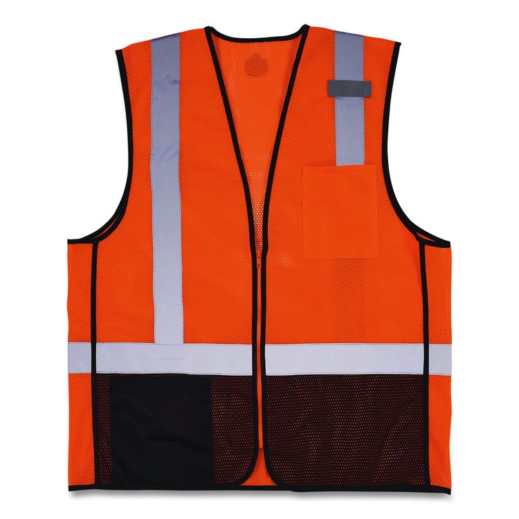 GloWear 8210Z Hi-Vis Class 2 Mesh Vest, Polyester, 2X-Large to 3X-Large, Orange