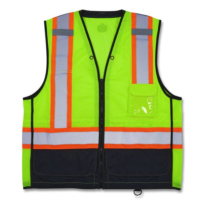 GloWear 8251HDZ Class 2 Two-Tone Hi-Vis Safety Vest, Polyester, Small to Medium, Lime