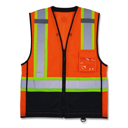 GloWear 8251HDZ Class 2 Two-Tone Hi-Vis Safety Vest, Polyester, Small to Medium, Orange