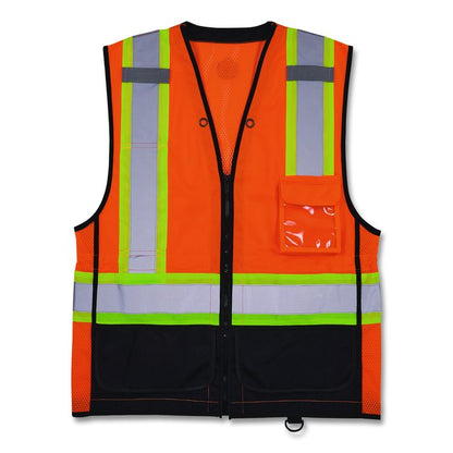 GloWear 8251HDZ Class 2 Two-Tone Hi-Vis Safety Vest,Polyester, Large to X-Large, Orange