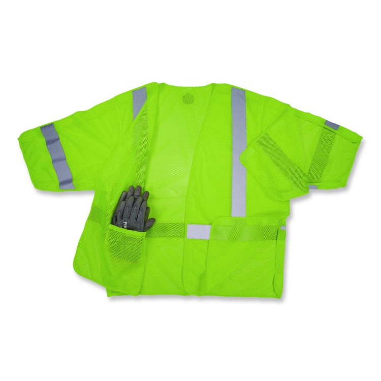 GloWear 8315BA Class 3 Hi-Vis Breakaway Safety Vest, Polyester, Small to Medium, Lime