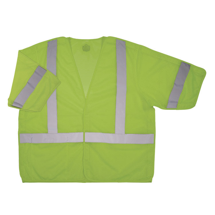 GloWear 8315BA Class 3 Hi-Vis Breakaway Safety Vest, Polyester, Small to Medium, Lime