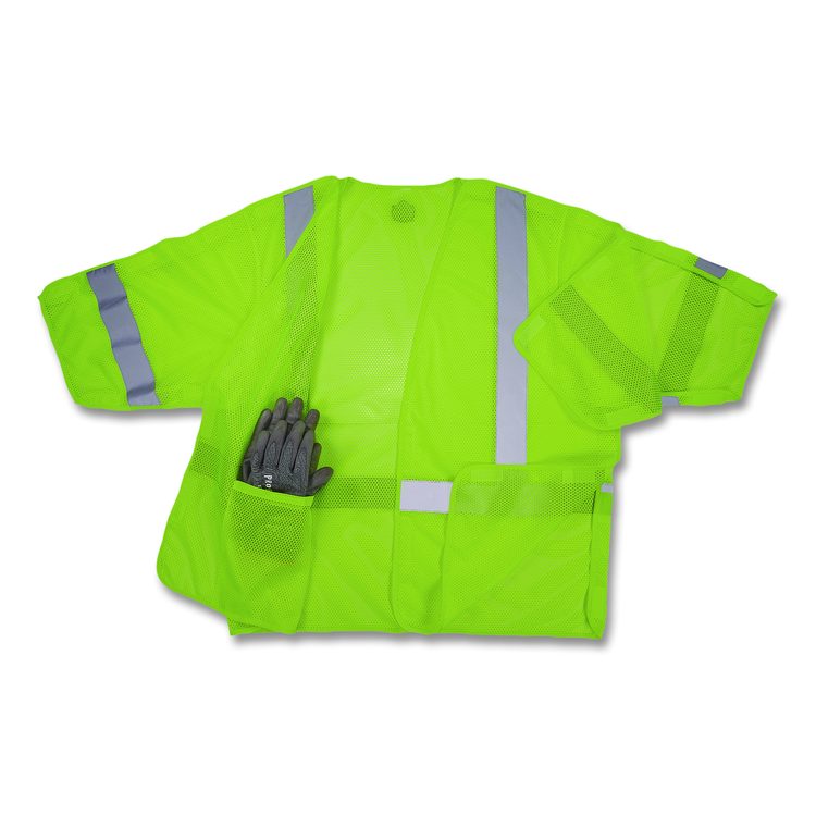 GloWear 8315BA Class 3 Hi-Vis Breakaway Safety Vest, Polyester, Large to X-Large, Lime