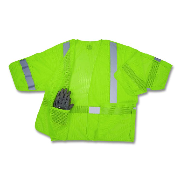 GloWear 8315BA Class 3 Hi-Vis Breakaway Safety Vest,Polyester, 2X-Large to 3X-Large, Lime