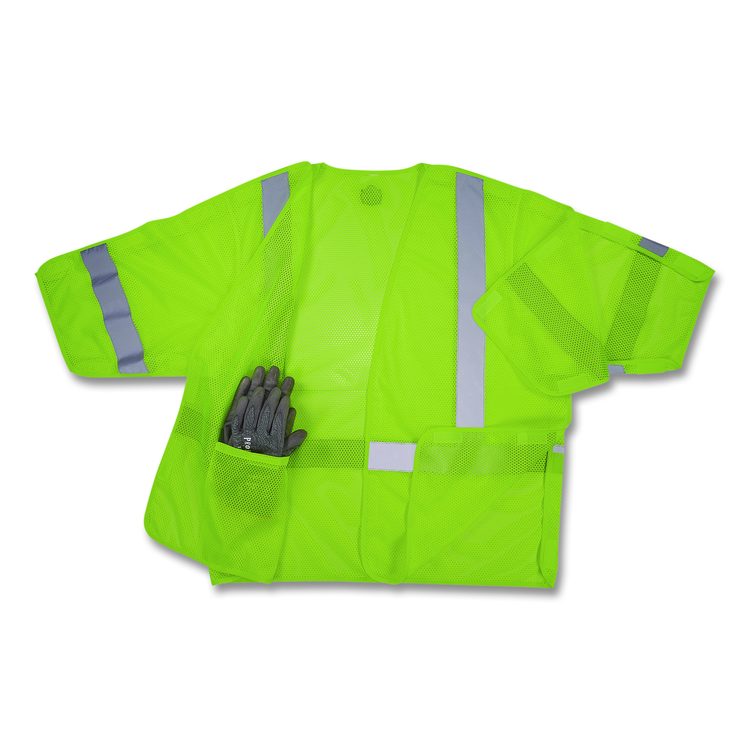 GloWear 8315BA Class 3 Hi-Vis Breakaway Safety Vest, Polyester, 4X-Large to 5X-Large, Lime