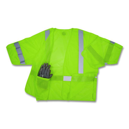 GloWear 8315BA Class 3 Hi-Vis Breakaway Safety Vest, Polyester, 4X-Large to 5X-Large, Lime