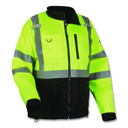 GloWear 8351 Class 3 Hi-Vis Windbreaker Water-Resistant Jacket, X-Large, Lime