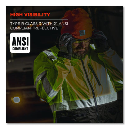 GloWear 8351 Class 3 Hi-Vis Windbreaker Water-Resistant Jacket, X-Large, Orange