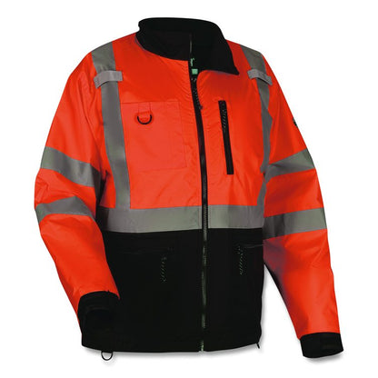 GloWear 8351 Class 3 Hi-Vis Windbreaker Water-Resistant Jacket, 4X-Large, Orange