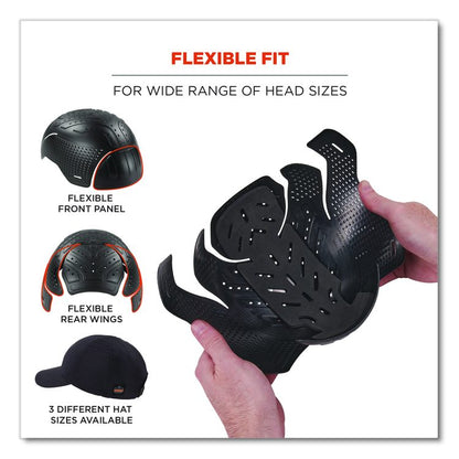Skullerz 8947 Lightweight Baseball Hat and Bump Cap Insert, Front Brim, X-Small to Small (6.25 to 7.25), 0.2" Insert, Black