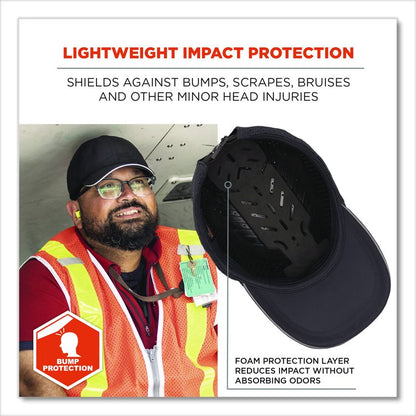 Skullerz 8947 Lightweight Baseball Hat and Bump Cap Insert, Front Brim, Medium to Large (6.75 to 7.75), 0.2" Insert, Black