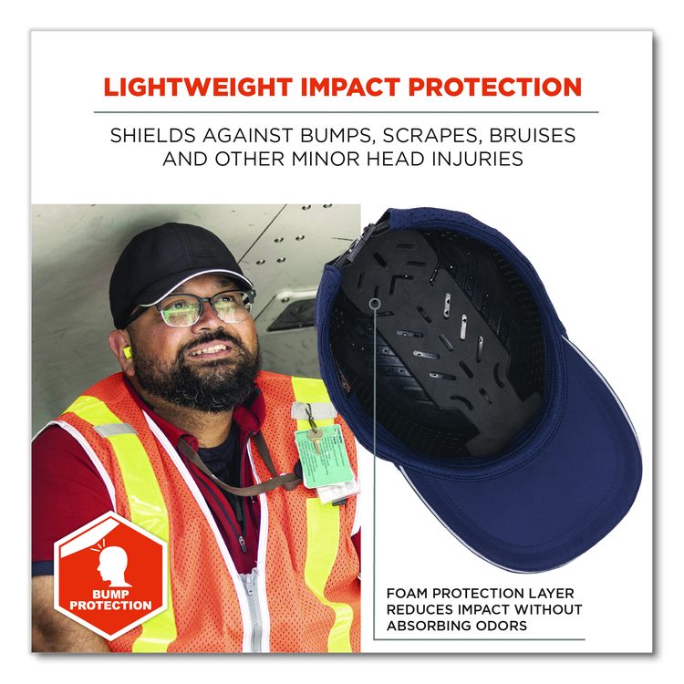 Skullerz 8947 Lightweight Baseball Hat and Bump Cap Insert, Front Brim, X-Large to 2X-Large (7.25 to 8.5), 0.2" Insert, Navy