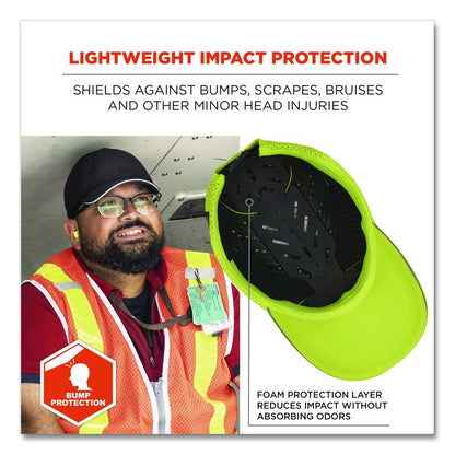 Skullerz 8947 Lightweight Baseball Hat and Bump Cap Insert, Front Brim, X-Small to Small (6.25 to 7.25), 0.2" Insert, Lime