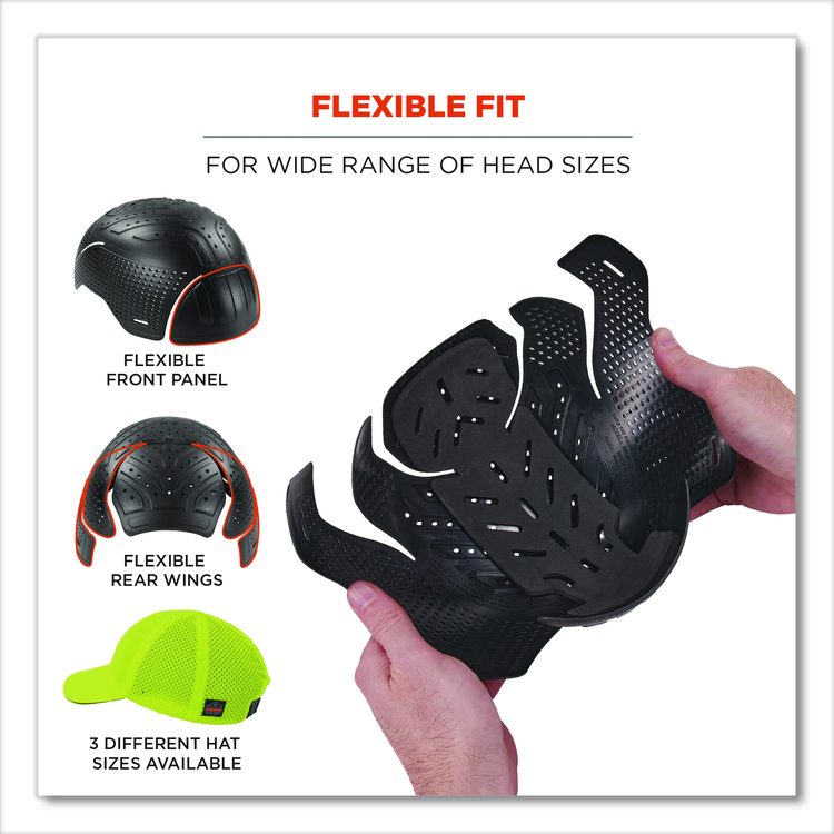Skullerz 8947 Lightweight Baseball Hat and Bump Cap Insert, Front Brim, Medium to Large (6.75 to 7.75), 0.2" Insert, Lime