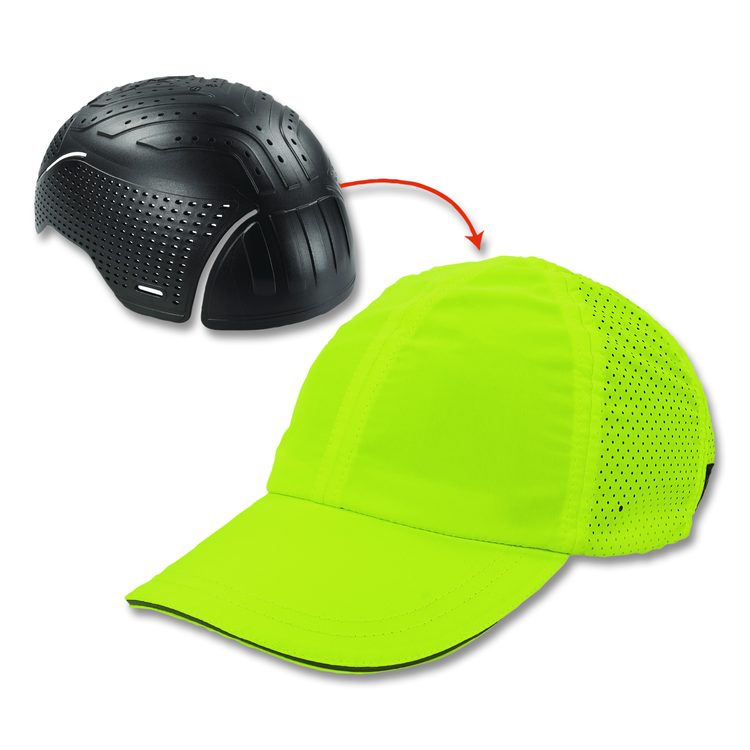 Skullerz 8947 Lightweight Baseball Hat and Bump Cap Insert, Front Brim, Medium to Large (6.75 to 7.75), 0.2" Insert, Lime
