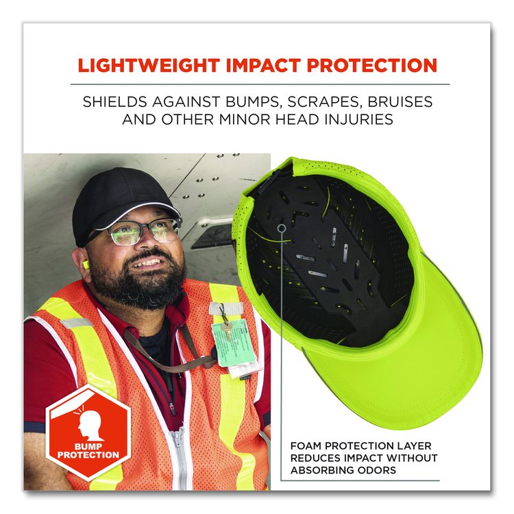 Skullerz 8947 Lightweight Baseball Hat and Bump Cap Insert, Front Brim, X-Large to 2X-Large (7.25 to 8.5), 0.2" Insert, Lime