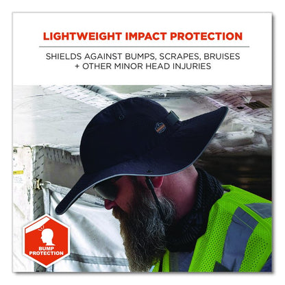 Skullerz 8957 Lightweight Ranger Hat and Bump Cap Insert, Full Brim, Medium to Large (6.75 to 7.75), 0.2" Insert, Black