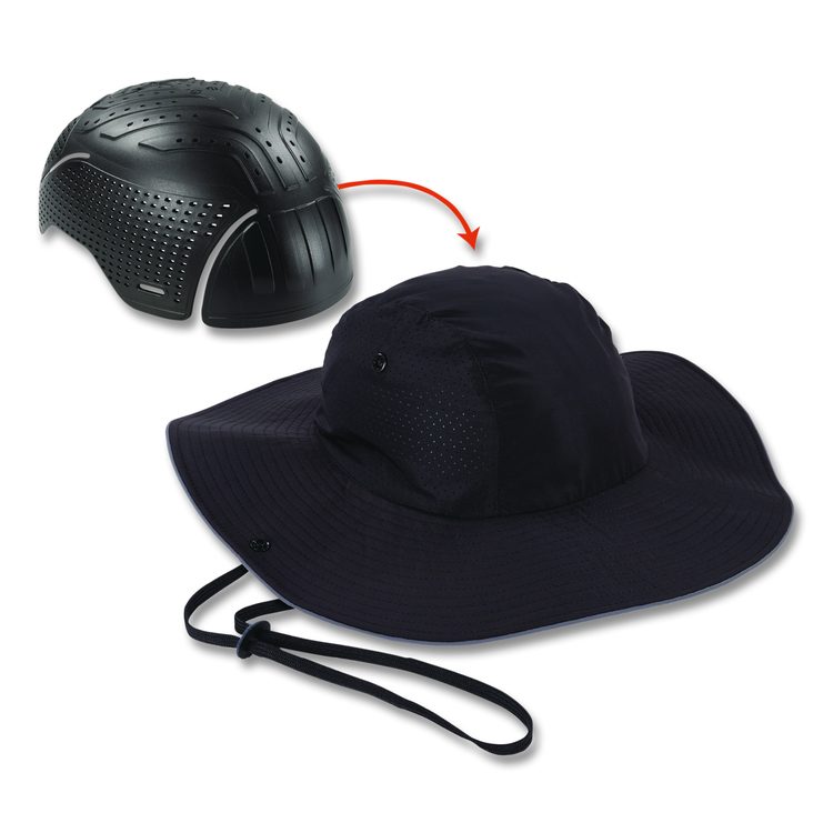 Skullerz 8957 Lightweight Ranger Hat and Bump Cap Insert, Full Brim, X-Large to 2X-Large (7.25 to 8.5), 0.2" Insert, Black