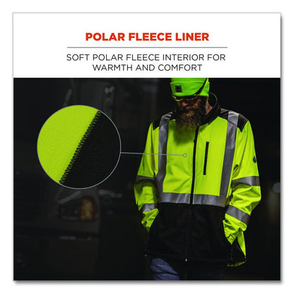 GloWear 8353 Class 3 Hi-Vis Softshell Water-Resistant Jacket, Small, Lime