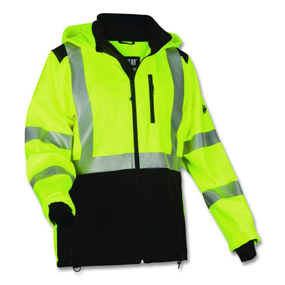 GloWear 8353 Class 3 Hi-Vis Softshell Water-Resistant Jacket, Large, Lime