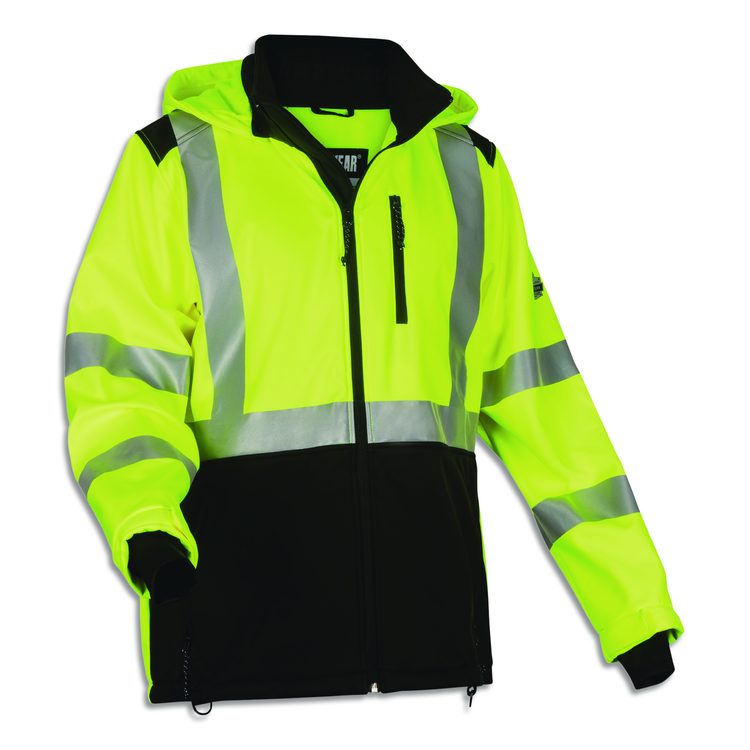 GloWear 8353 Class 3 Hi-Vis Softshell Water-Resistant Jacket, 2X-Large, Lime