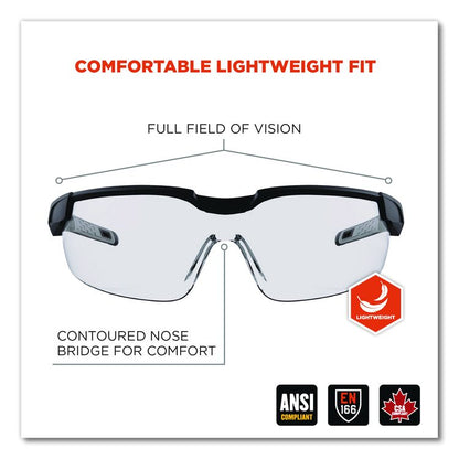 Skullerz DELLENGER Safety Glasses with Adjustable Temples, Matte Black Half Frame, Clear Single Lens